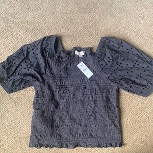 Loft Eyelet Puff-Sleeved Top size M